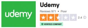TrustPilot on Udemy shows a 2.5 star rating